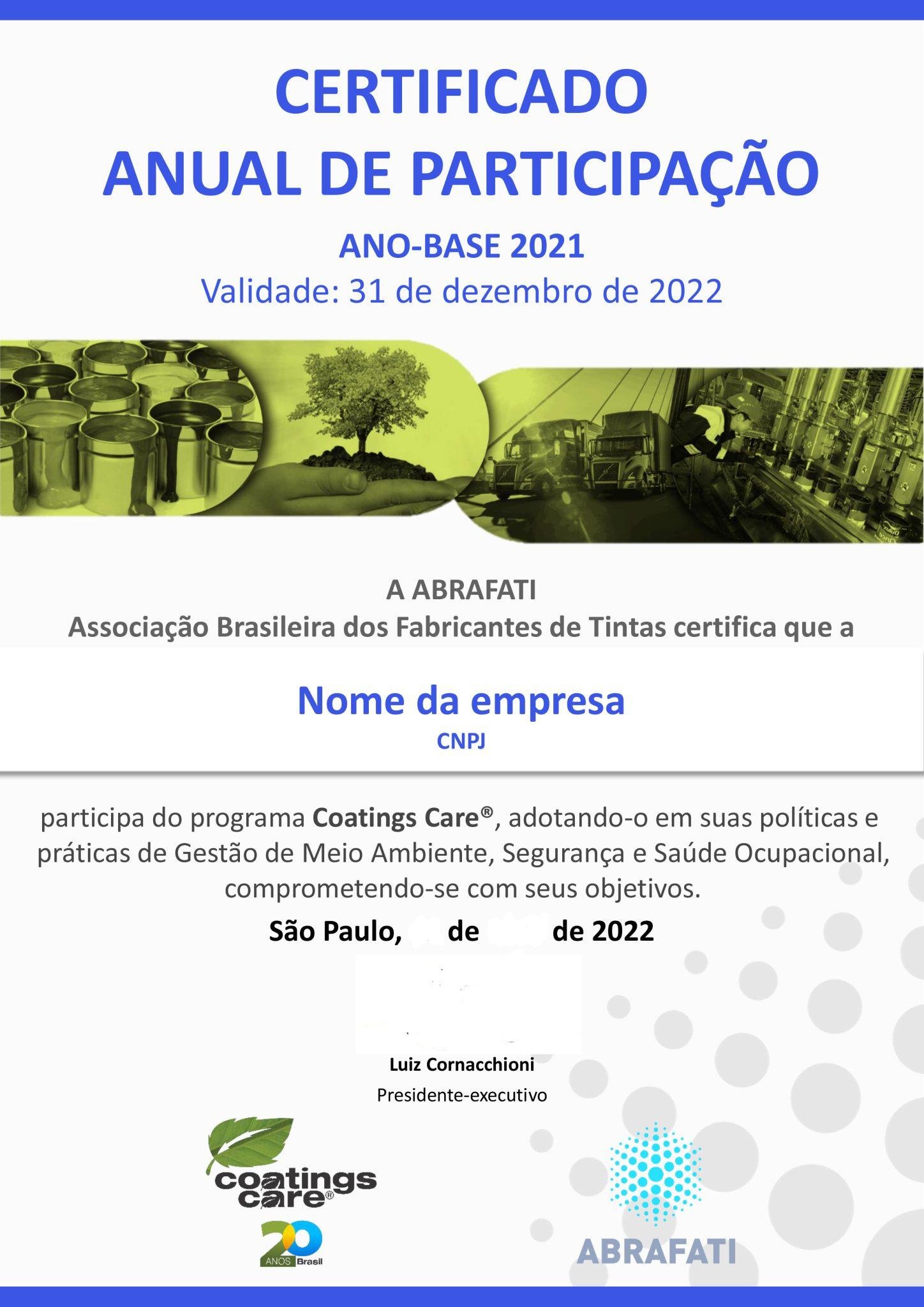 Programa Coatings Care entrega certificados de 2022 às empresas participantes