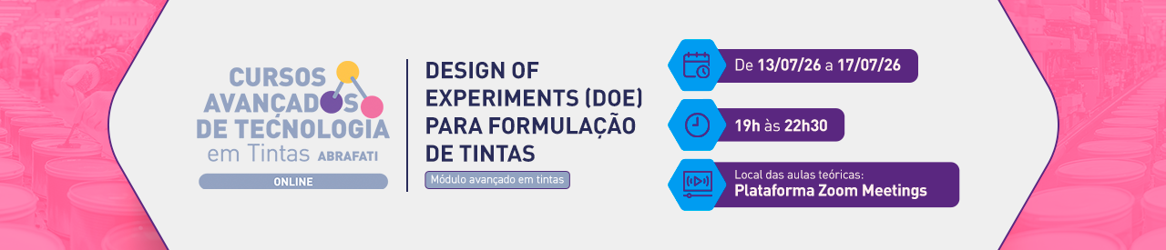 Design of Experiments (DOE) para Formulação de Tintas – Módulo avançado em tintas